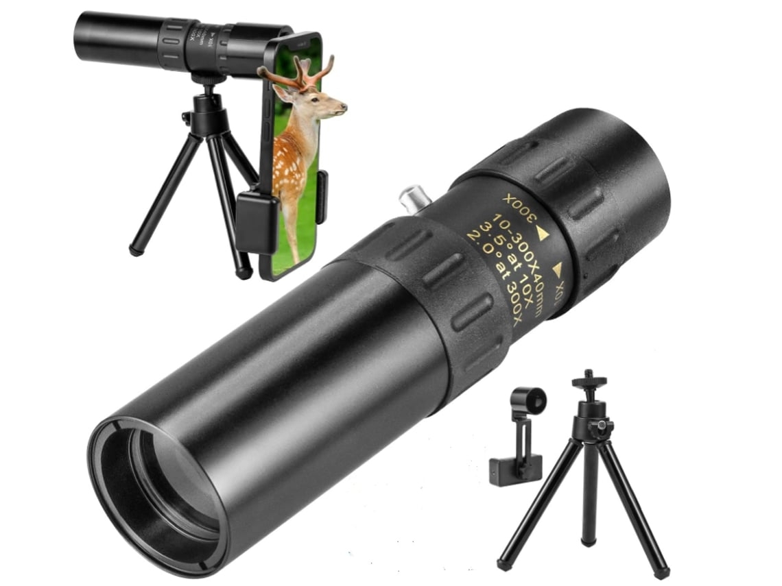 Telescopio monocular compacto con zoom 10x 300x para adultos, telescopio de alta potencia con carcasa de metal y prisma Bak4 y Gusshious