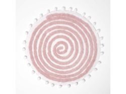 Homescapes Spiral Blush Pink Cotton Bath Mat With Pom Pom Edges