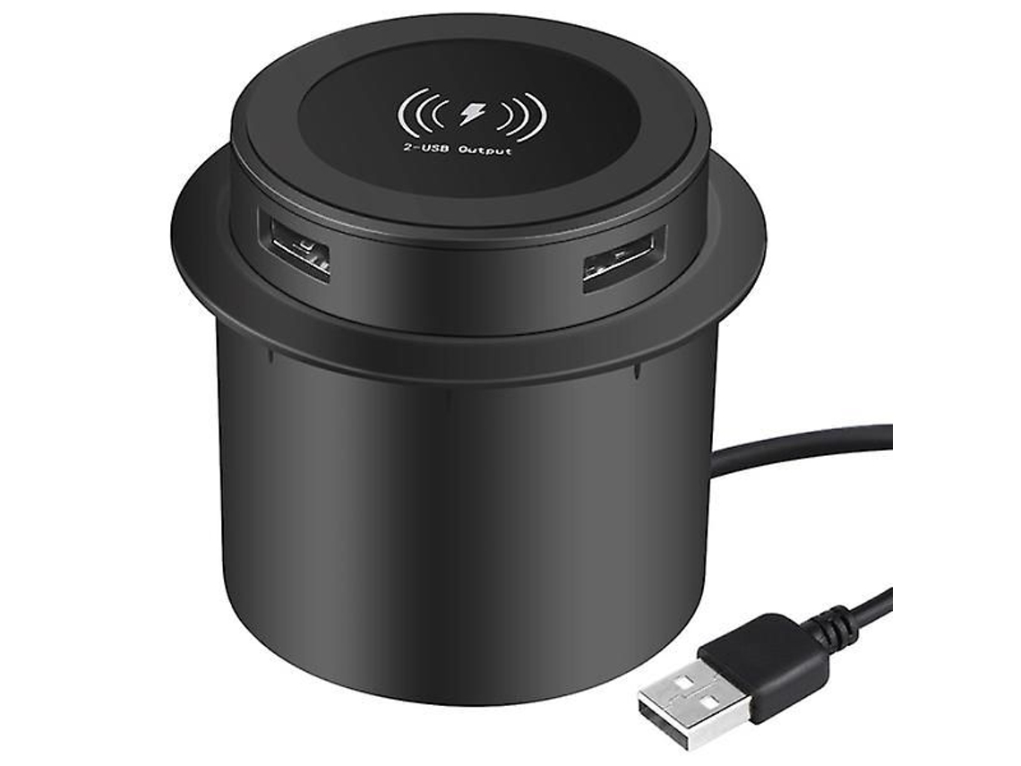 Cargador Inalámbrico Rápido Integrado De Escritorio Emergente Con Puerto Usb Hy
