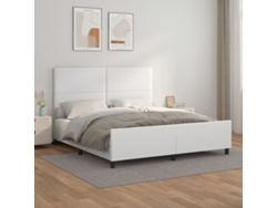 Estructura De Cama Sin Colchón Cuero Sintético Blanco 160x200cm
