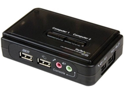 Chaveador KVM STARTECH Juego de Conmutador KVM de 2 puertos con todo incluido - USB - Audio y Vídeo VGA