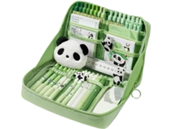 Conjunto De Material Escolar Fofo Com Estampa De Panda, Incluindo Bloco De Notas, Pins, Pingentes E Estojo
