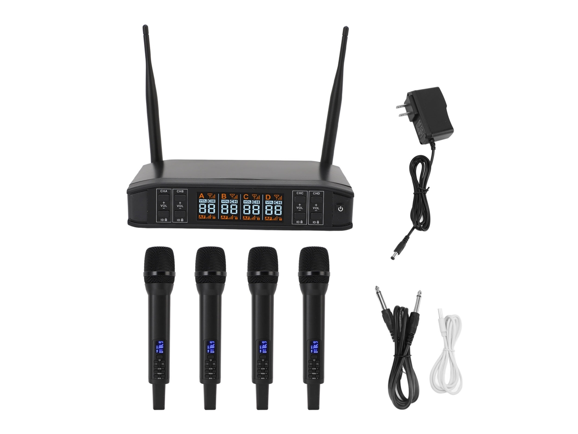 Sistema De Micrófono Recargable De 4 Canales Para Rendimiento En Escenario Ktv, Micrófono Profesional