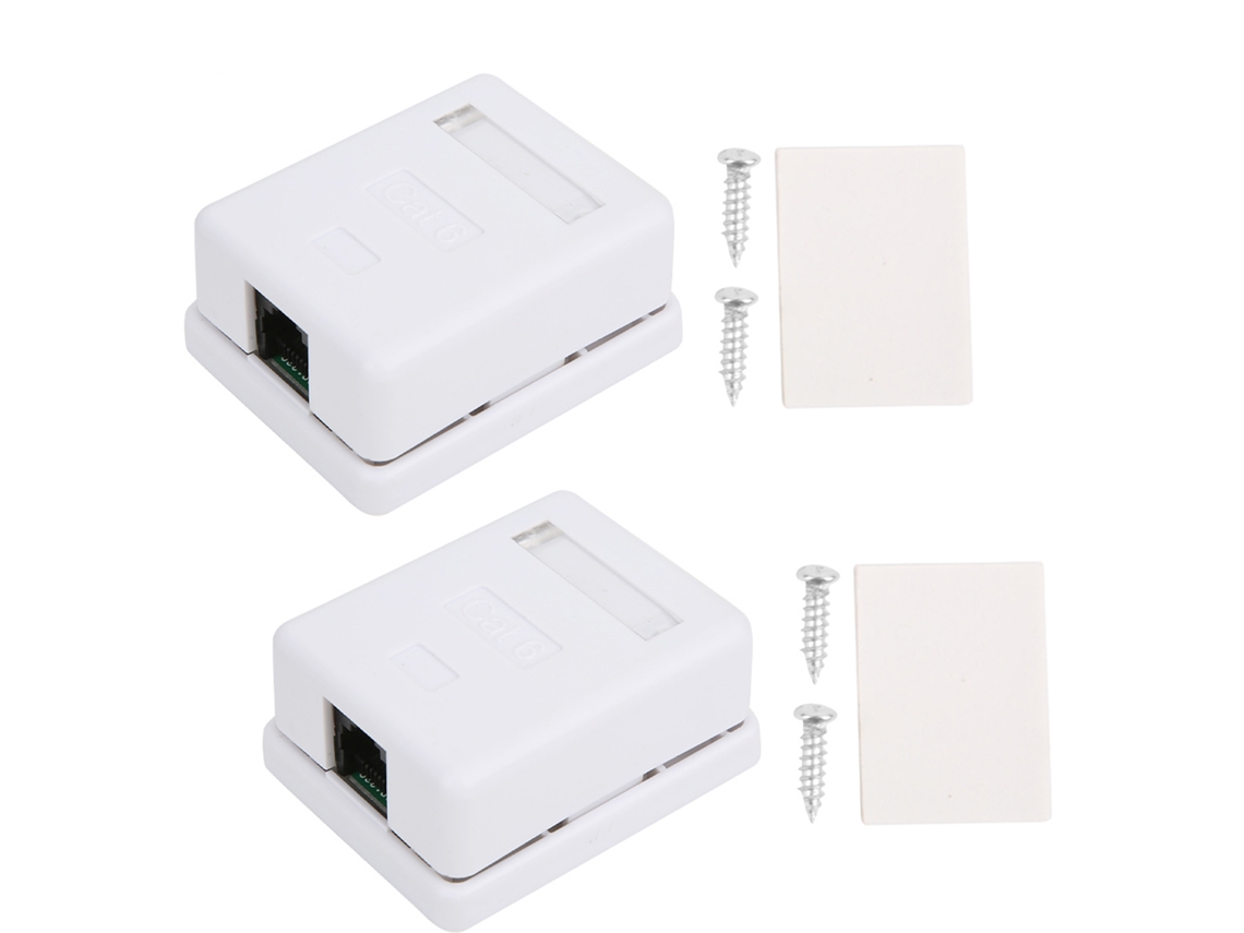 2 Piezas Caja De Montaje En Superficie Rj45 Cat6 Puerto Individual Para Escritorio Red Informática