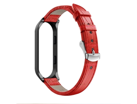 Correa de piel auténtica textura de cocodrilo para Xiaomi Mi Band 3/Mi Smart Band 4 - tinto