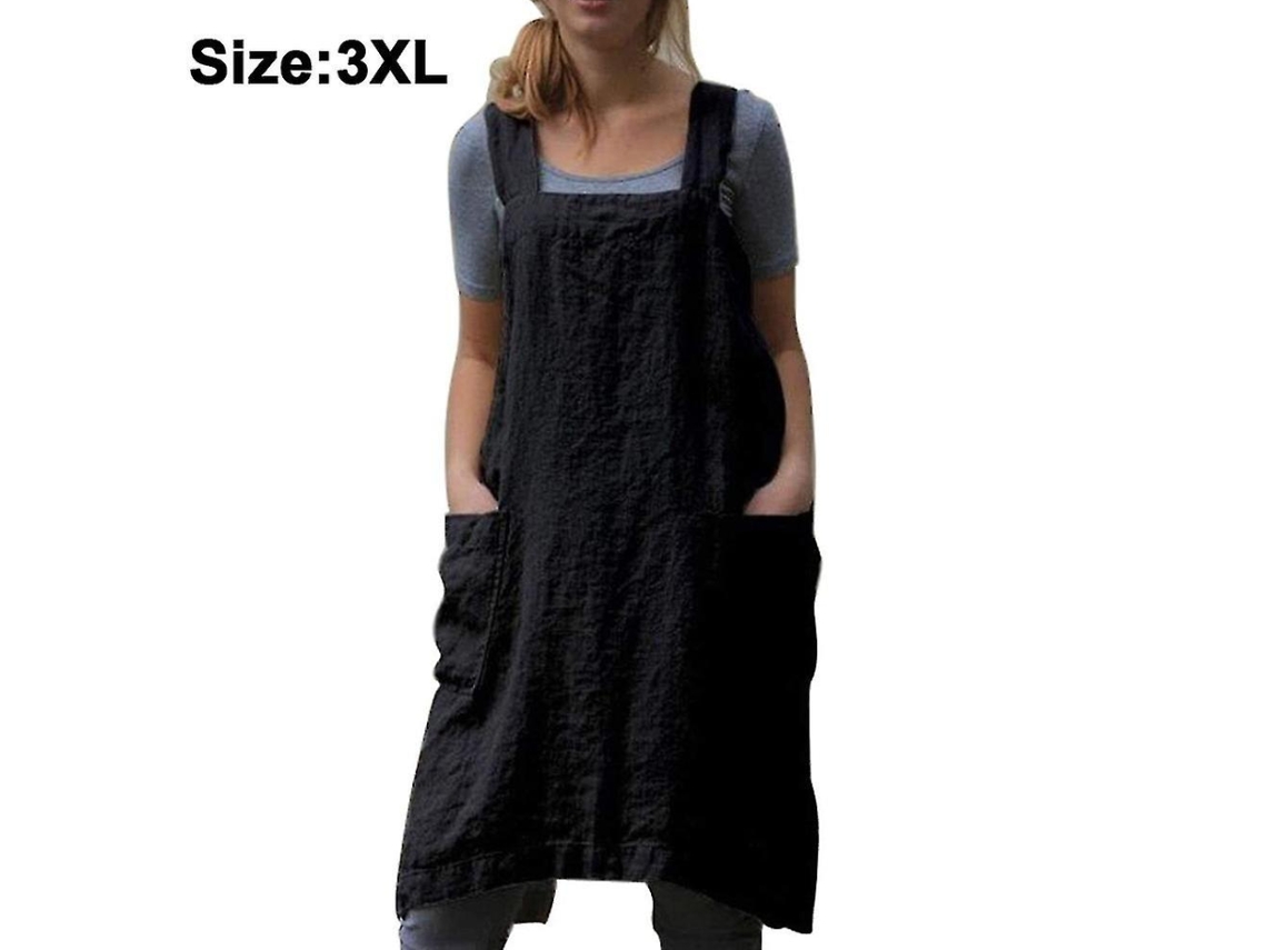 Elegante Delantal De Cocina, Transpirable, Con Espalda Cruzada Y Sin Lazos Para Mujer, Cómodo Delantal Hasta La Rodilla Para Múltiples Ocasiones.