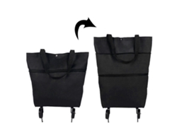 Carrito de compras plegable 2 en 1 GOKOCO con ruedas y bolsa con cremallera, color negro.