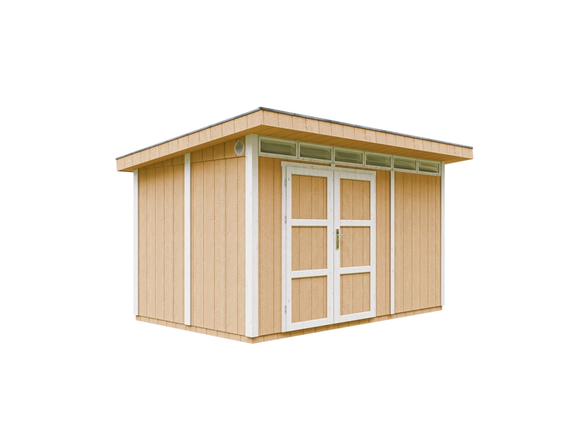 Caseta Jardin paneles a base de Madera LP SmartSide 8,7 m² con Suelo y Baldosas Bituminosas - L279xA412xA237 cm - TIMBELA M904A - HARVEST HONEY