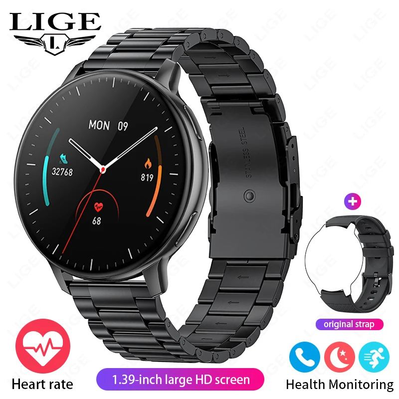 (negro, Correa De Acero) Smartwatch, Llamadas Bluetooth, Fitness Deportivo, Seguimiento De Salud