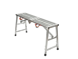Plataforma de trabajo plegable, altura ajustable de 60 a 90 cm, capacidad de carga de 200 kg, diseño compacto, aleación de aluminio duradera.