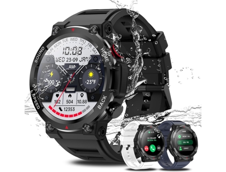 VEANXIN Reloj Inteligente 1.32 in HD Pantalla táctil Completa Rastreador de Ejercicios a Prueba de Agua-Azul Oscuro Blanco Negro