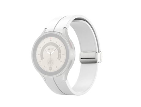 Correa de Silicona con hebilla desplegable plateada para Samsung Galaxy Watch 5 Pro 45mm/Watch 5 44mm 40mm - blanco