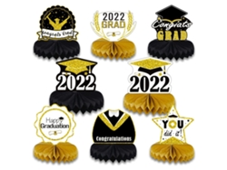 8pcs Enfeites Formatura Favo De Mel Topper Mesa Decoração Festa Graduação
