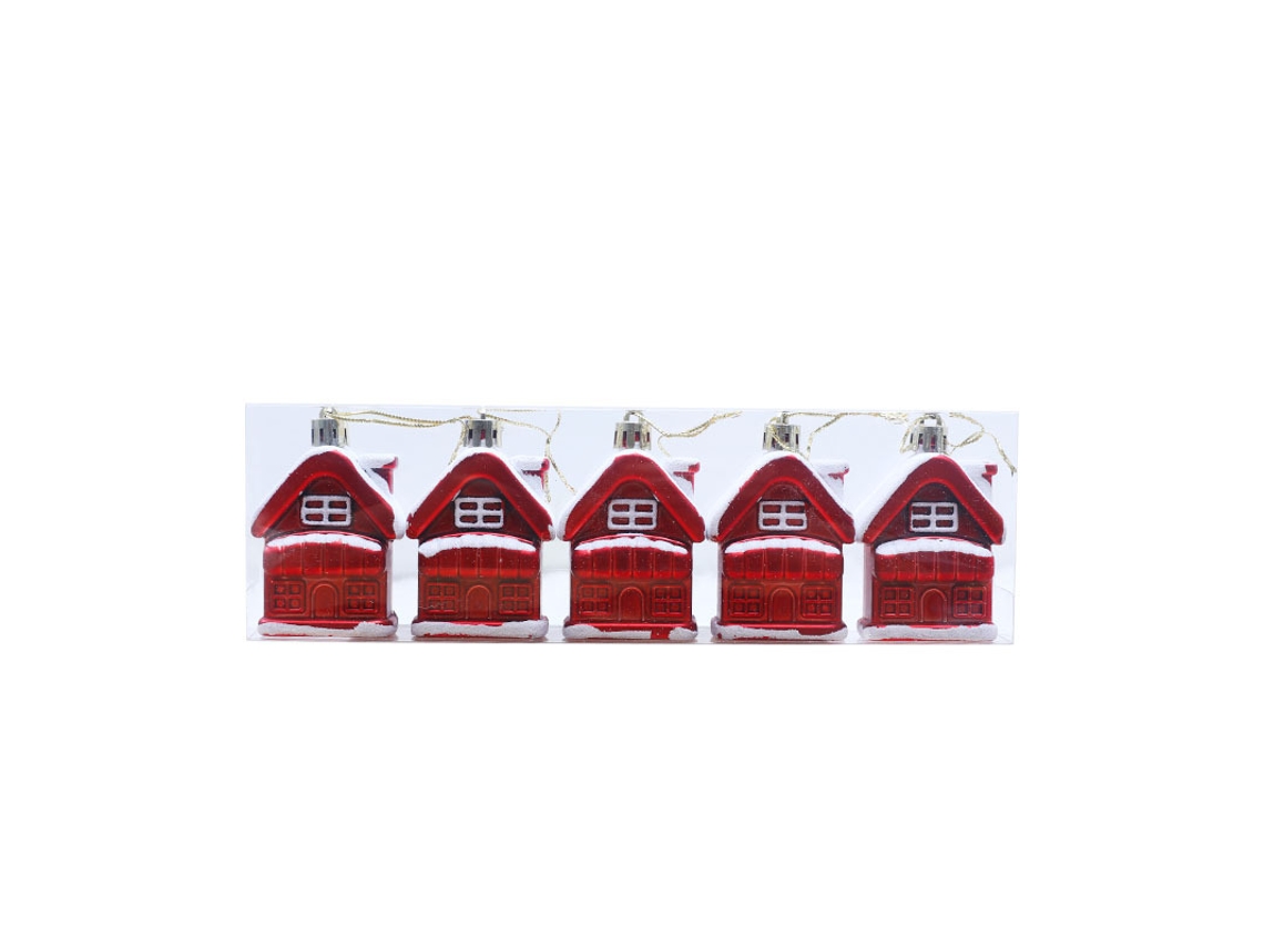 Adornos navideños, colgantes pequeños, casas en miniatura para regalos navideños Yunzii (paquete de 5)