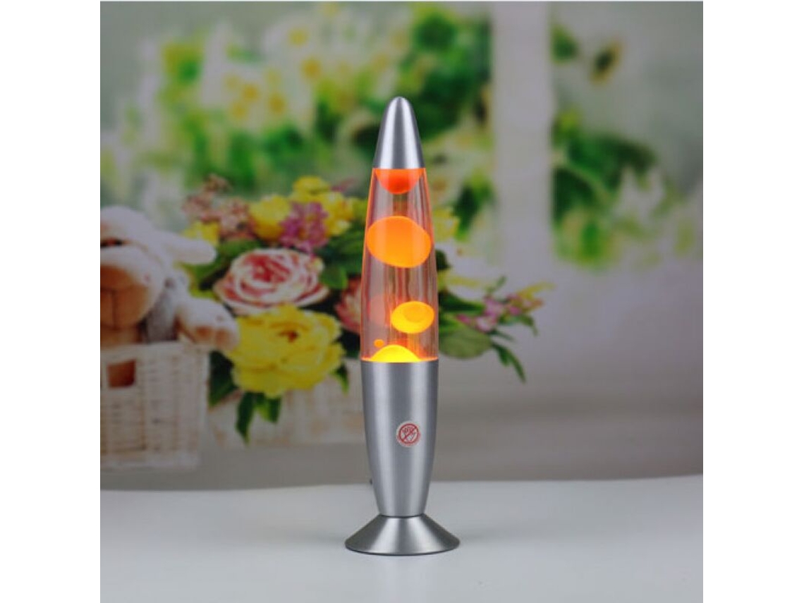 Lámpara de lava naranja futurista con interruptor