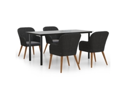 Maison Exclusive - Juego De Comedor De Jardín 5 Piezas Con Cojines Negro