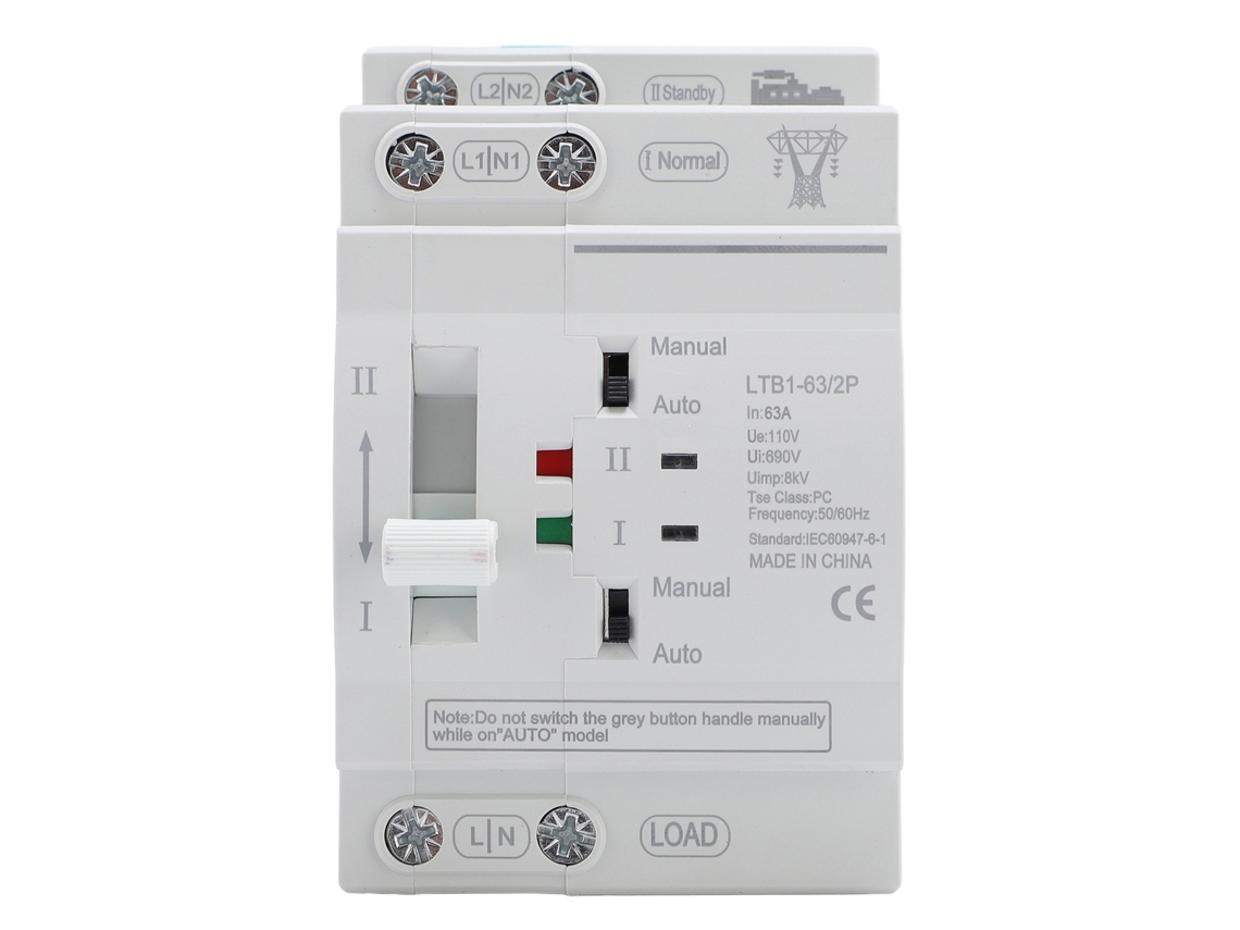 Selector De Conversión Automática Para Interruptor Eléctrico De Generador Din De Doble Fuente De 32 A A Riel