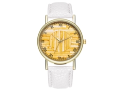 Elegante Reloj De Pulsera Analógico Con Bisel Redondo Y Movimiento De Cuarzo Blanco.