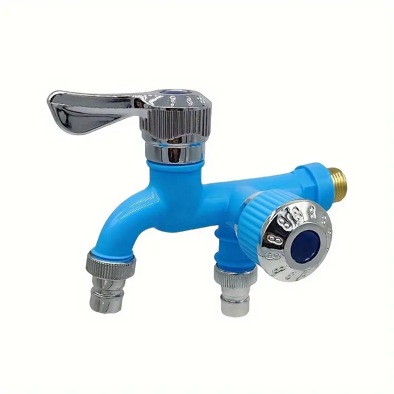 Grifo Con Doble Salida De Agua, Anticongelante Resistente A Altas Temperaturas Y Antisalpicaduras (azul) Chrui