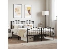 Estructura Cama Sin Colchón Con Estribo Metal Negro 140x200 Cm