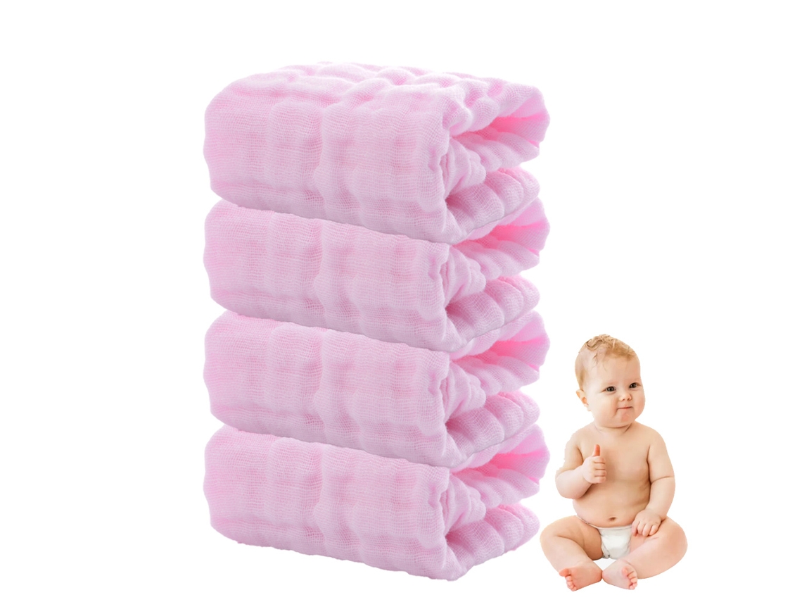 Conjunto de Toalla RNEMITERY Lavado Suaves Absorbentes Algodón Rosa - 4pcs (30x30cm)