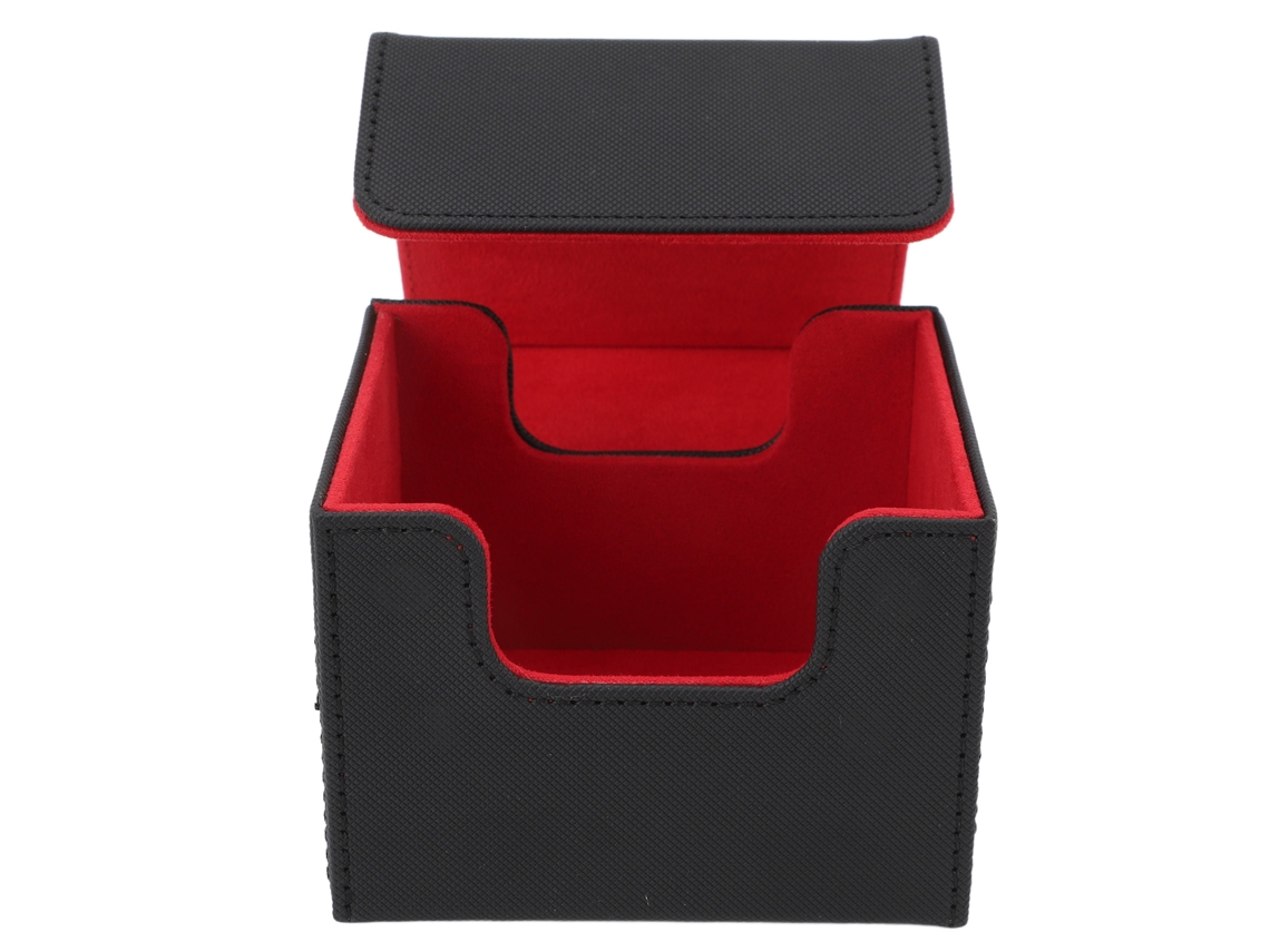 2026-caja De Almacenamiento De Cartas De Trading Con Cierre Magnético, Larga Capacidad, Cuero Pu, Exterior Negro Interior Rojo