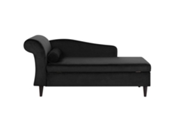 Chaise longue izquierdo BELIANI Luiro de Terciopelo Negro 160x70x77