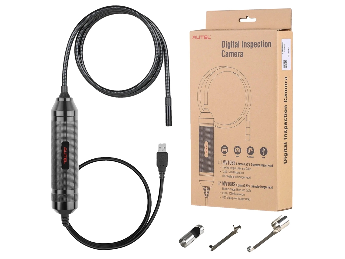 Cámara de inspección digital 1920x1080 8,5 mm LED ajustable Graba imágenes y videos Compatible con Maxisys OEM