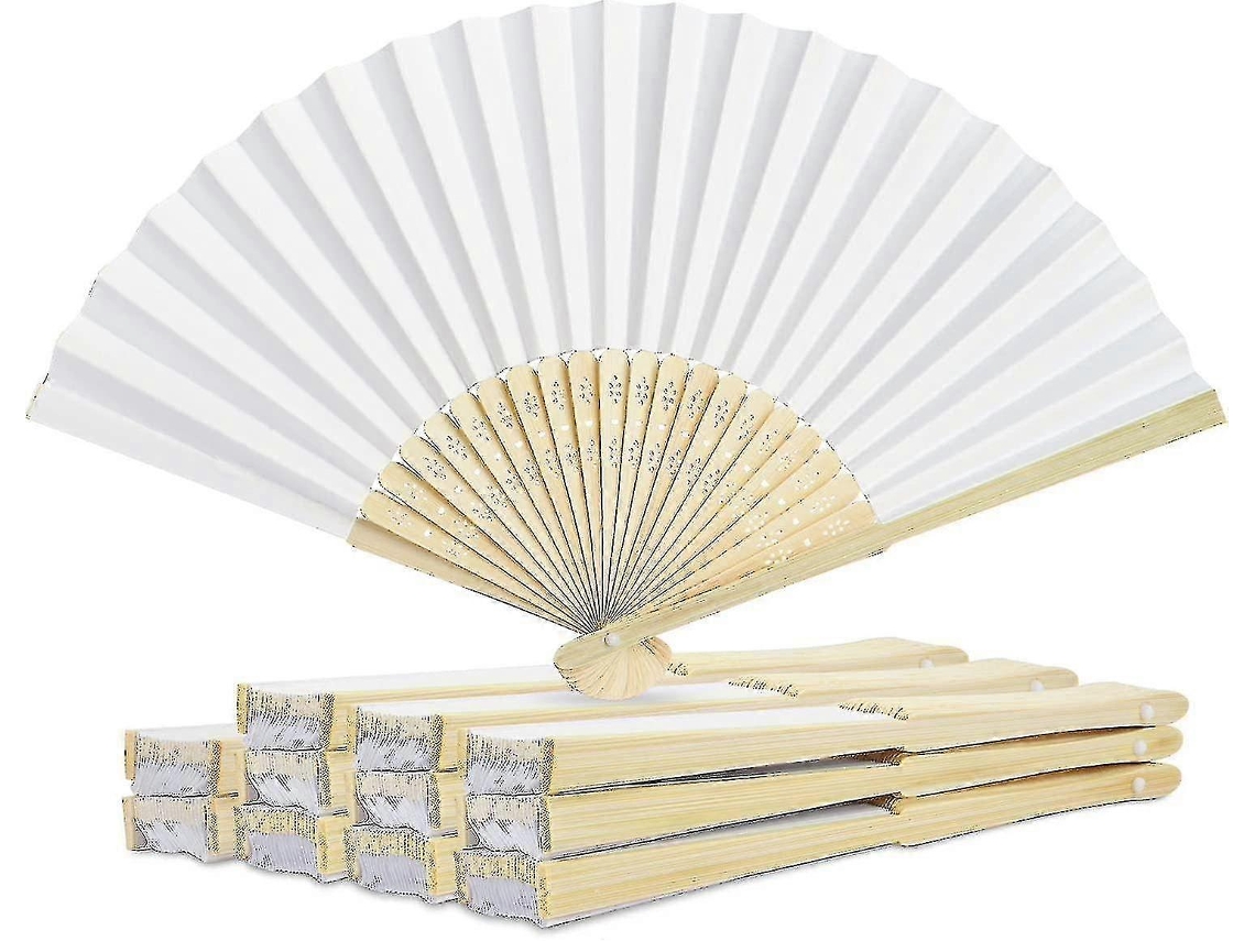 Omni-abanico De Boda, 12 Piezas Abanico De Papel Blanco, Decorativo Diy Para Bodas, Regalos Y Decoración De Pared