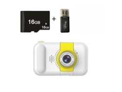 Cámara de fotografía para niños HD 4000 W, 24 polos, IPS, tela, lente abatible, 16 g, color blanco, Yizhood