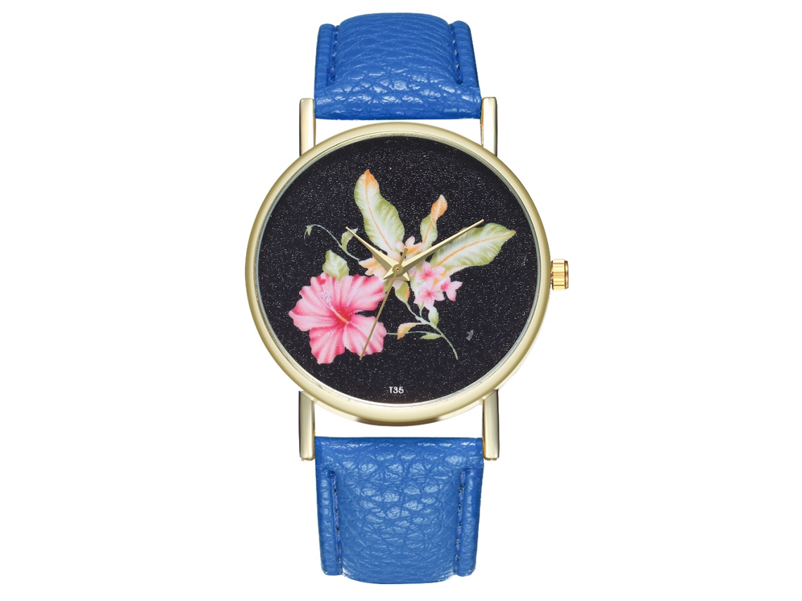 Reloj Analógico De Cuarzo Moda Unisex Correa De Cuero Pu Ocio Azul Oscuro