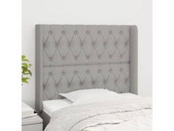 Cabecero Con Orejas De Tela Gris Claro 103x16x118/128 Cm