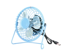 Mini ventilador de escritorio USB portátil, hierro forjado, azul