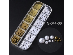 Uñas decoradas en 3D, accesorios para uñas DIY, diseños de verano, adornos para uñas con medias perlas.