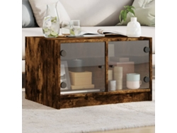 Mesa de centro con puertas de cristal 68x50x42 cm Roble ahumado HARLANV1