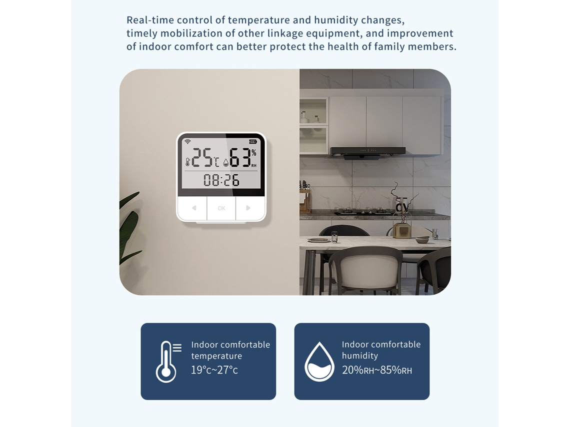Yncm2026-termómetro Higrómetro Digital Electrónico Inteligente Con Enlace App Tuya Control Para Hogar