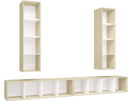 Conjunto 4 Mueble para la televisión VIDAXL Blanco Madera contrachapada (37x37x142.5 cm)