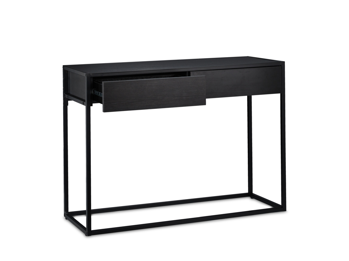 Relaxdays Mesa De Console, Mesa De Corredor Com 2 Gavetas, 80,5x110x40 Cm, Mesa Slim, Corredor E Sala, Preto