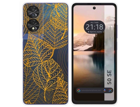 Funda Diseño Hojas para Tcl 50 Se TUMUNDOSMARTPHONE Multicolor