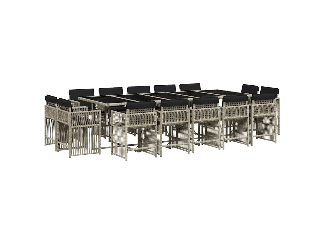 Maison Exclusive - Set Comedor Jardín Y Cojines 17 Pzas Ratán Sintético Gris Claro