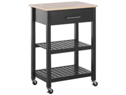 Carrito de cocina BELIANI Hiuma de Madera de caucho Negro 58x40x85