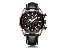 Reloj De Pulsera De Cuarzo Para Hombre Moda Simple Multifuncional Dial Negro Rosado