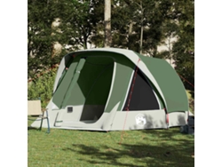 Tienda de campaña familiar, estilo cabaña, para 6 personas, impermeable, verde.