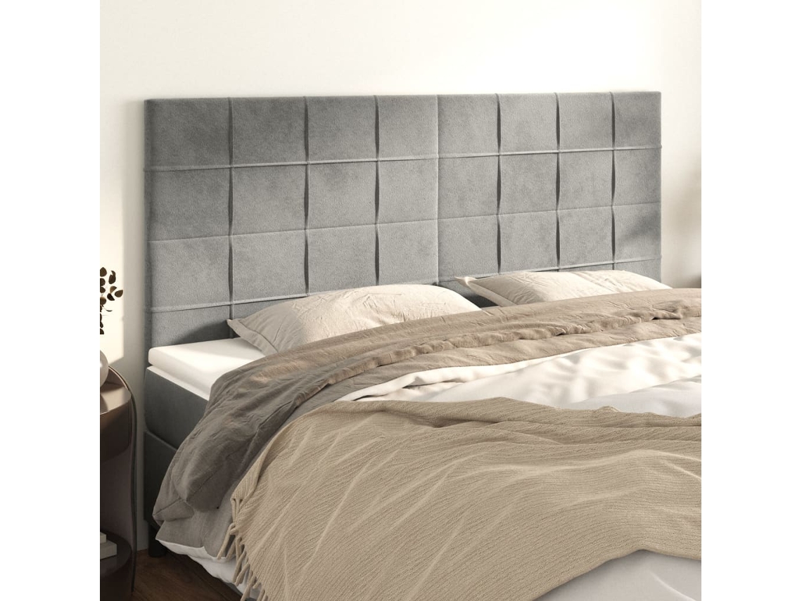 Cabeceros 4 Unidades De Terciopelo Gris Claro 90x5x78/88 Cm