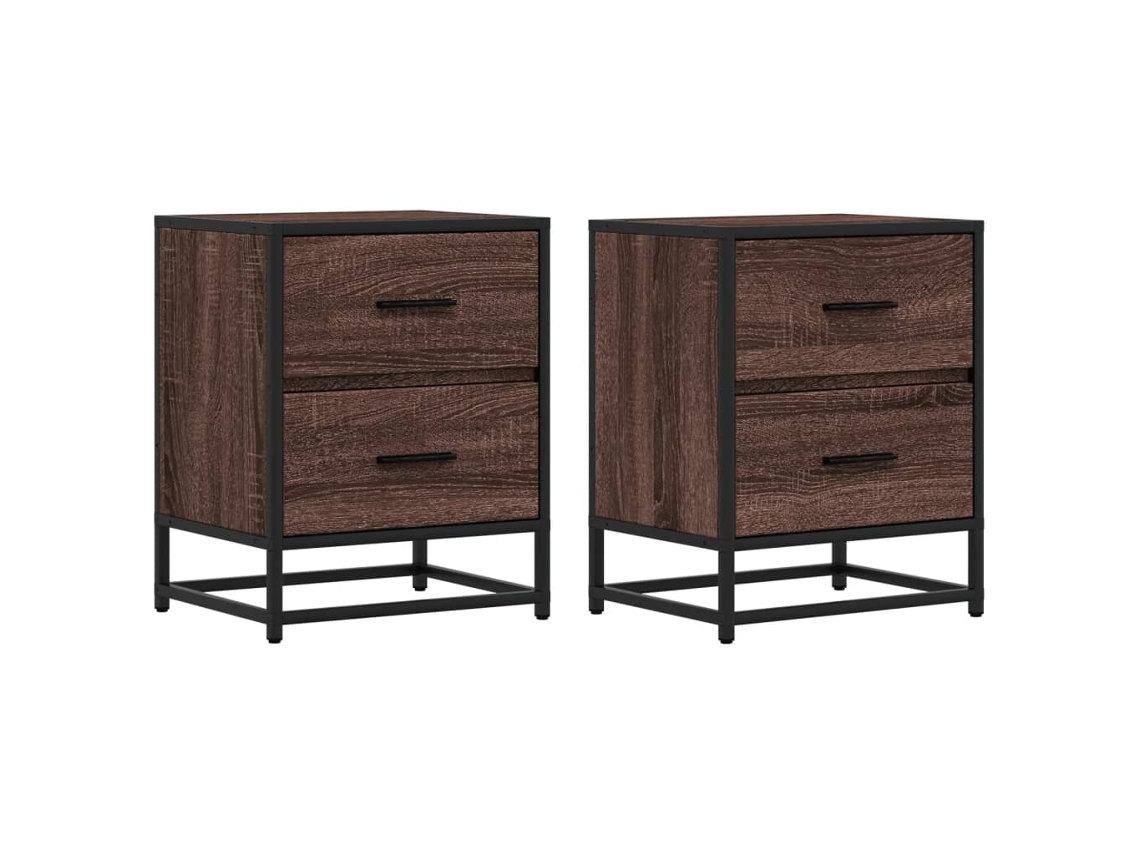 Maison Exclusive - Mesitas Noche 2 Uds Madera Ingeniería Marrón Roble 40x31x50 Cm