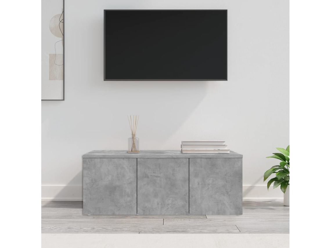 Mueble de Armario Tv 80X34X30 Cm Contrachapado Gris Cemento