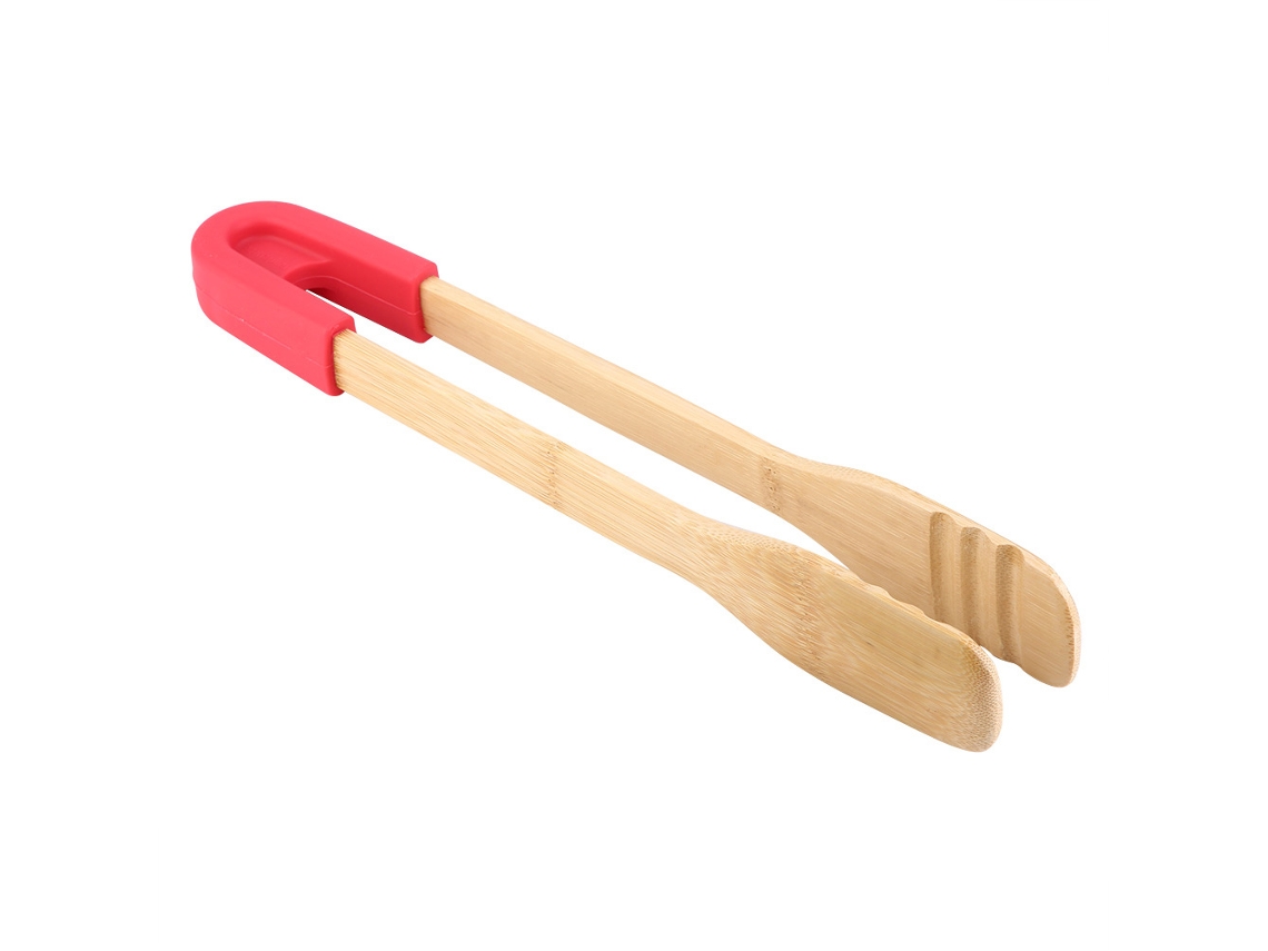 Pinzas de madera Primerox para barbacoa y buffet con puntas de silicona roja de la marca M.