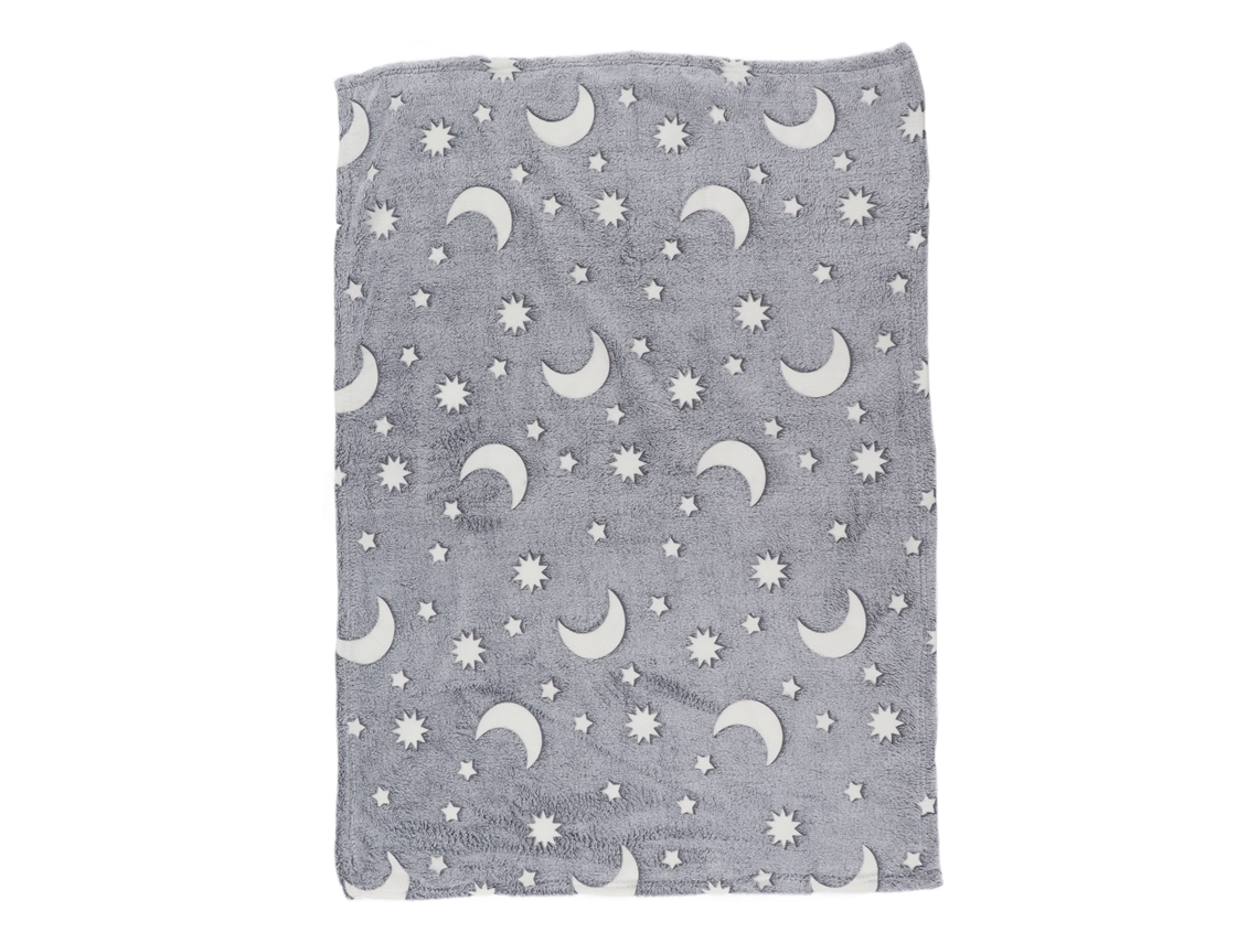 Manta luminosa de 1,52 x 1 m, poliéster de doble cara, para niños, manta para dormitorio con aire acondicionado, gris.
