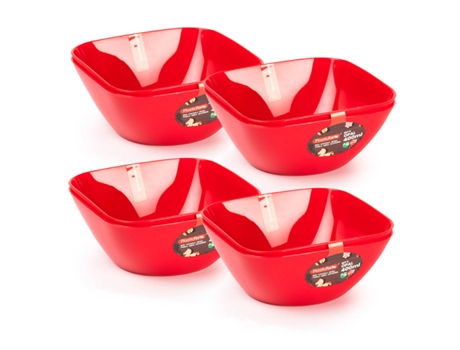 Juego de 8 Boles Plastic Forte Cuadrados de 0.4L Reutilizables. Ideal Fiestas. Granate