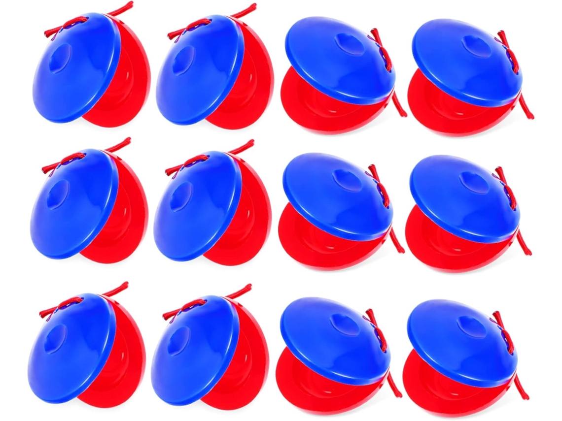 Juego De 12 Castañuelas Sencillas Para Niños Y Niñas - Instrumentos Musicales Y Juguetes Rítmicos